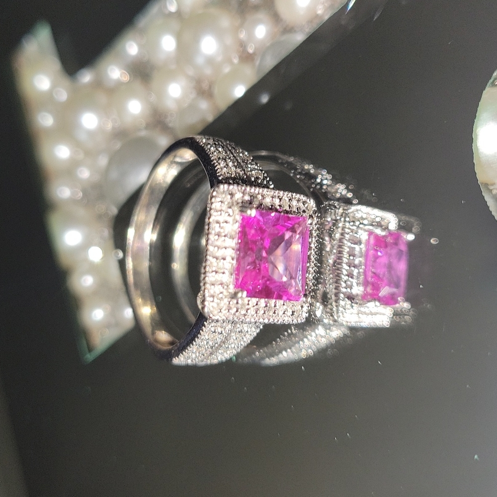 Silver and Pink stone Ring